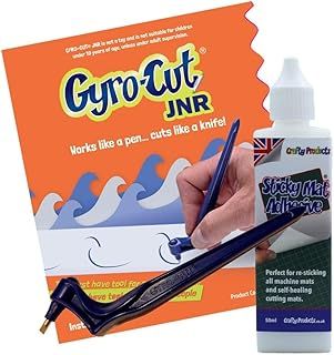Genuine Gyro-Cut® Junior Starter Set, Tool with Standard Blade & Sticky Mat Adhesive Glue, for Paper, Card, Vinyl Craft Crafting Gyrocut Gyrocutter…