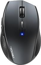TECKNET Bluetooth Mouse, 4800 DPI Wireless Mouse, Cordless Mice Ergonomic Portable Mouse for Laptop, Computer Mouse with 6 Adjustable DPI, PC Mouse with 24 Month Battery Life, Battery Indicator, Grey