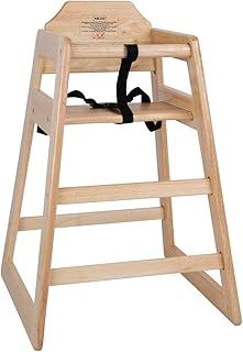 Wooden High Chair - Natural Finish Wood Design with Armrest & Foot Rest, Adjustable Waist Harness - Best for Dining in Cafes, Restaurants, Home