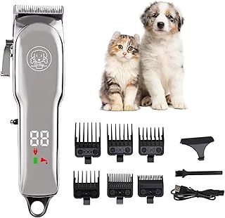 YooGoal Dog Clippers - Rechargeable Cordless Dog Grooming Kit, Professional for Thick Coats, LED Power Display, Low Noise Pet Shaver with 6 Guide Combs for Cats and Animals