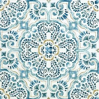 WallPops FP2477 Fontaine Peel & Stick Floor Tiles, Blues, Set of 10 Pieces,12 x 12 inches