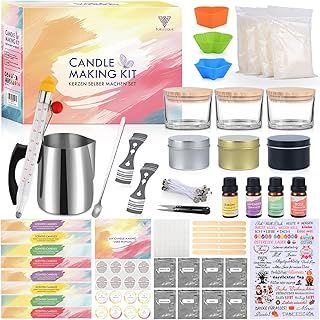 Candle Making Kits for Adults, 162 Stücke Candle Making Supplies, Soy Candle Kit with 480g Wax, Melting Pot, Candle Tattoo, Jars, 8 Dyes, 4 Scented, Full DIY Kit to Beginners Make Your Own Candles