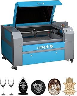 OMTech 80W CO2 Laser Engraver, 500x700 mm Laser Engraving Machine with Exhaust Fan Digital Control Panel and Caster Wheels, Commercial Laser Cutter Cutting Etching Machine (Without Forklift Unloading)