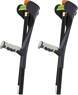 BQKOZFIN 1 Pair (2 Units) Folding Forearm Crutches for Adults, Ergonomic Handle with Comfy Grip, Lightweight Adjustable Arm Crutch with Non-Slip Base for Walking, Black