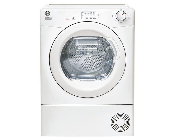 Hoover H-DRY 300 HLEH8A1LE 8KG Capacity, Front Load,A+ Energy,14 Programmes, Sensor Dry, Anti Allergy, Freestanding Heat Pump Tumble Dryer - Inside Water Container - White - HxWxD(cm) 85x60x59
