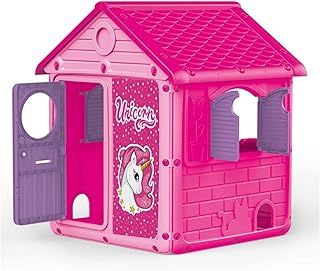 Dolu Playhouse Pink And Bright Pink With Unicorn Details For Children From 2 Years Garden Toy For Kids Garden Toys Playhouse Kids Outdoor Indoor Plastic House