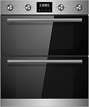 CDO720SS 60cm Combined 88 Litre Capacity Large Built Under Electric True Fan Double Oven with Easy Programmable Timer and Digital Clock - in Stainless Steel