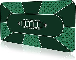 YUZPKRSI Poker Mat 180×90cm, 10 Players Texas Hold'em Poker Rubber Mat Poker Topper for Tables, Folding Portable Poker Table Top Layout w/Carrying Bag for Poker Games, Blackjack
