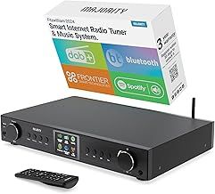 Bluetooth Internet Radio with DAB+ | Digital Tuner for Hifi Stack | FM, Spotify Connect, Podcasts | 90+ Presets, Colour LED Display | USB, AUX, RCA | Remote Control | MAJORITY Fitzwilliam 2024 Black