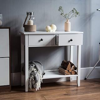 Vida Designs Windsor Console Table With Undershelf, Living Room,Hall Way Furniture (2 Drawer, White)