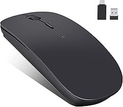 Wireless Bluetooth Mouse for MacBook Pro/Air/Mac/iPad/Laptop/Desktop/Mac/PC/Computer/Phone-Portable Slim Silent Office Mice with USB-C Adapter 2.4 GHz USB Mice (Black)