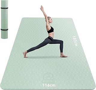 HAPBEAR Large Yoga Mat for Women- 183cm×116cm×6mm,TPE Non-Slip, Durable, Eco-Friendly, Extra Large Thick Wide Exercise Mat for Pilates, Gym, Workout, Home,Fitness, (Barefoot Exercise)
