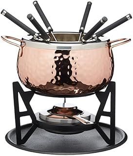 Artesà Fondue Set with 6 Stainless Steel Forks and Bowl, Ceramic Bowl, Metal Stand and Dual Fuel Burner, for Chocolate, Cheese or Meat