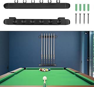 Adhafera Pool Cue Holder, 6 Pieces Wall-Mounted Pool Cue Rack, Suitable for Billiard Clubs, bars, Snooker Games