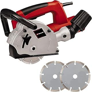 Einhell TC-MA 1300 Wall Chaser With Dust Extractor | 1320W, 9000 RPM Idle Speed, 26mm Maximum Groove Cutting Width, 30mm Channel Depth | Includes 2x 125mm Cutting Discs