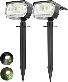 Solar Motion Sensor Lights Outdoor - 43LED Solar Spotlights 650LM, Cold White 650K IP65 Waterproof Wireless, Yard Driveway Walkway2 Pack