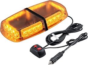 Flashing Beacon Light 24LEDs 24W Amber Strobe Lights with Magnetic Base and 5m/16.4ft Cable 7 Modes Recovery Lights Car Emergency Light IP65 Waterproof for 12V Tractors Cars Truck SUV
