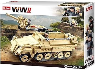 Sluban M38-B0695 WWII 2. Weltkrieg Schützenpanzerwagen Halbkettenfahrzeug mit Geschütz Bausteine 460 Teile