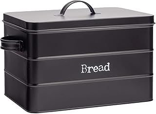 Harbour Housewares Vintage Bread Bin with Airtight Lid - Cream - Steel Industrial Breadbins Rubber Seal Storage Caddy Bread Bins for Kitchen Loaves, Pastries, Rolls