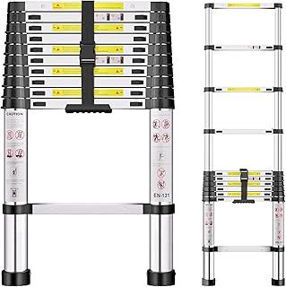 Telescopic Ladder, 3.2M Stainless Steel Thickened High-Strength Ladder with Non-Slip Feet, Portable Ladders Extendable Adjustable Height for Roof Attic Caravans