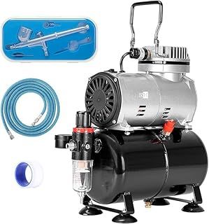VIVOHOME Airbrush Compressor Kit Professional Airbrushing Paint System with 1/5 HP Air Compressor and 1 Airbrush Kit for Tattoo Makeup Shoes Cake Decoration