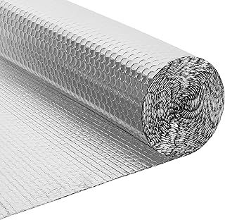 BLOSTM Foil Insulation Roll 1m x 5m - Radiator Reflector Panels for Floor, Ceiling, Roof, Wall - 3-in-1 Reflective Foil Insulation - Heat & Vapour Barrier Saves Energy