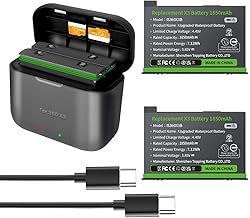 2 Packs 360 X3 Waterpoof Batteries with Charger Hub for Insta 360 ONE X3 Battery 1850mAh Insta 360 x3 Accessories (Upgraded Waterproof Battery)