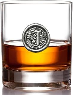 English Pewter Company 11oz Whisky Glass Tumbler with Monogram Initial - Personalised Gift with Your Choice of Initial (J) [MON110]
