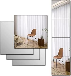 Large Full Body Length Acrylic Mirrors Stickers for Walls, 4pcs HD Plexi-glass Mirror, Shatterproof Wall-Mounted Mirrors Stick On Mirror Makeup Home Workout Gym Hallway Tile Self Adhesive