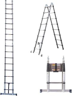 Stainless Steel Telescopic Folding Ladder - 5 Metre Multi-Purpose Extension Ladder, Max Load 150kg/330lb, for Decorating, Painting