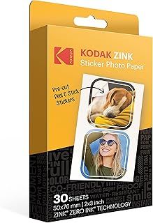 Kodak 2"x3" Premium Zink Pre-Cut Sticker Fotopapier (30 Vellen) Compatibel met alle Kodak 2x3" Instant Print-producten - behalve Printomatic