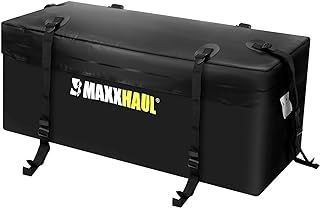 MAXXHAUL 70209 Soft Shell Cargo Carrier Bag for Hitch Mount Cargo Rack - Heavy Duty and Water Resistant 47 inch 20 inch x 20 inch Black with Tie Down Straps