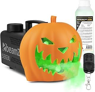 beamz S553L Halloween Smoke Machine with 500ml Green Fluid, Pumpkin Fog machine, RGB LEDs, Creepy Halloween Decorations & Balloon - Ideal for Halloween House Decorations & Parties