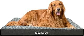 Nepfaivy Dog Bed Extra Large - Waterproof Orthopedic Mattress for Dog Crate, 105×70×7.5cm Soft Medium Bed with Removable and Washable Plush Covers