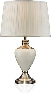 Hepburn Large Ceramic Table Lamp with Matching Pleated Shade - Cream & Brass