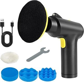 Cordless Car Polisher with 3 Variable Speed 2000mAh Rechargeable Battery, LED Work Light, 20000RPM, 4 Polishing Pads, Cordless Car Buffer Polisher for Car Scratch Removing/ Detailing/Polishing/Waxing