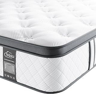 TeQsli 3FT Single Mattress 10 Inch Gel Memory Foam Pocket Spring Hybrid Mattress Medium Firm Orthopedic - Edge Support & OEKO-TEX Certified in a Box 90x190x25cm