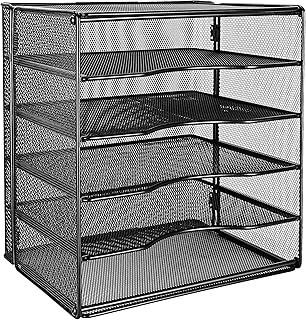 Amazon Basics 5-Slot Rectangular Desk Organiser Tray, 32 x 24 x 35 cm, Black