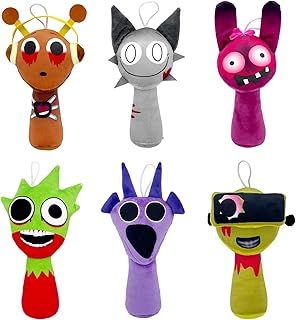 6 Pcs Sprunki Plush Toys, Sprunki Toys Plush, Horror Games Plushies Toy for Fans, Soft Stuffed Animal Pillow Figure Doll Christmas Birthday Gifts for Adult Kids