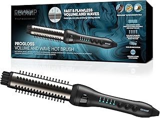 REVAMP Volume and Wave Ceramic Hot Brush Styler - 32 mm Round Barrel Hair Brush, Ionic, Progloss Oils, Long Lasting Bounce - Fast Heat, Retractable Cool Bristles, Snag Free Styling