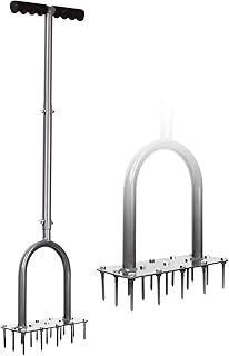 Walensee Lawn Aerator Spike Metal Manual Dethatching Soil Aerating Lawn with 15 Iron Spikes, Pre-Assembled Grass Aerator Tools for Yard, Lawn Aeration, Garden Tool, Revives Lawn Health, Patent Pending