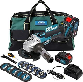 20V Cordless Angle Grinder, 4" and 4-1/2" Electric Angle Grinder Kit with 2x4.0Ah Batteries and Charger, Handle, 8500RPM Power Grinder Brushless Motor for Cutting/Sharpening/Removing Rust -JOVANT