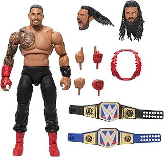 WWE Ultimate Edition Action Figure & Accessories, 6-inch Roman Reigns Collectible Set, Swappable Heads & Hands, Entrance Gear & 30 Articulation Points, HVF86