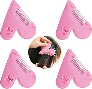 4 PACK Mini Hair Cutter Comb, Hair Split End Trimmer, Bangs Trimmer ABS Protective Cover, Dustproof Design Organizes Broken Hair And Cuts for Women, Girls Hair Cut Accessories