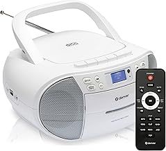 Denver Portable Radio CD Tape Cassette Player With DAB Radio – Mains or Battery Power, Cassette Tape Play & Record, DAB+ & FM Clock Radio & Alarm, USB for MP3 Playback, Stereo System Boombox - TDC-280