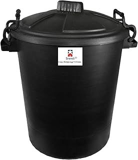 50L Plastic Bin/Waterfroof/Rodent Proof/Ideal for Outdoor/Animal Feed/Food/Storage/Flour Locking Lid (Black)