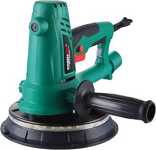 Electric Drywall Sander - 750W Variable Speed 1500-2700RPM Wall Sander with Vacuum, LED Light, Dust Bag and Hose, 6 Sanding Discs