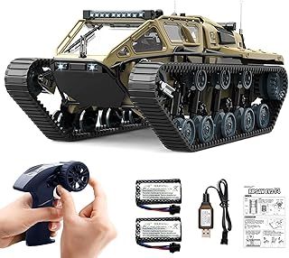 Mostop Remote Control Tank 1/16 Scale Transport Military Vehicle Offroad Crawler for Kids, 2.4Ghz Remote Control Crawler Drift Tank with 2 Batteries, 360°Rotating Drifting Army Armored Truck