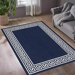 Non-Slip Rugs Living Room With Soft Pile Modern Kitchen Rug, 120 x 170 cm - Navy - Greeky Washable Rug For Dining, Lounge Rugs For Bedroom.