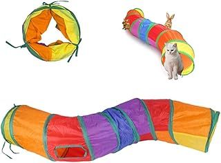 Cat Tunnel,Bunny Tunnel,2 Way Cat Tunnel,Pet Toys,Collapsible Pet Cat Tunnel Tube,Cat Tunnel Suitable for Indoor and Outdoor (Rainbow-S)